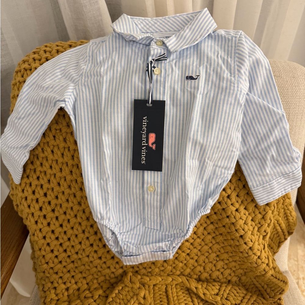 Vineyard Vines Light Blue and White Striped Shirt